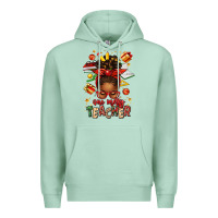 Seafoam one merry teacher afro messy bun Premium Hoodie - texasbilliewilder