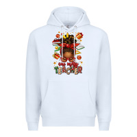 White one merry teacher afro messy bun Premium Hoodie - texasbilliewilder