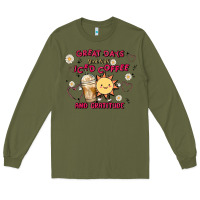 Army Green great days start with iced coffee and gratitude Long Sleeve Tee - MaliasSmallBusiness