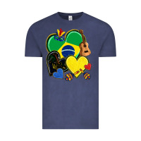 Vintage Denim brazil hearts Vintage Tee - NancyCooperArtShop