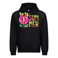 Black Hello Summer Donut Girl Urban Hoodie - CowCowDesign