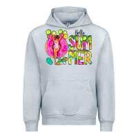 Heather Grey Hello Summer Donut Girl Urban Hoodie - CowCowDesign