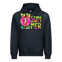 Navy Hello Summer Donut Girl Urban Hoodie - CowCowDesign