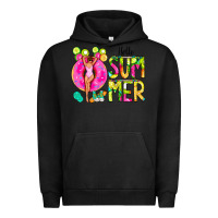 Pigment Black Hello Summer Donut Girl Urban Hoodie - CowCowDesign