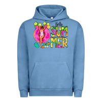 Pigment Pebble Blue Hello Summer Donut Girl Urban Hoodie - CowCowDesign