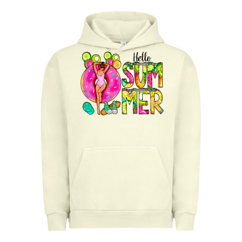 Hello Summer Donut Girl Urban Hoodie by CowCowDesign | Teevron