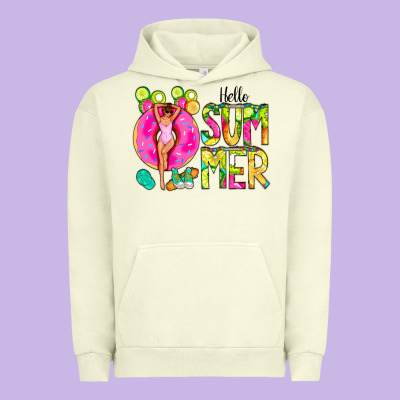 Hello Summer Donut Girl Urban Hoodie Designed By Cowcowdesign