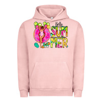 Pigment Salmon Hello Summer Donut Girl Urban Hoodie - CowCowDesign