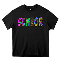 Black senior 2022 tie die leopard Heavy Core Tee - RanaPortraitStore