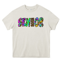 Cream senior 2022 tie die leopard Heavy Core Tee - RanaPortraitStore