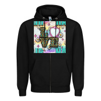 Black Leopard Love Hair And Mirror With Daisy Seamless Pattern Bbs Zipper Hoodie - BundleAndBundleShop