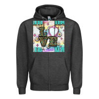 Charcoal Heather Leopard Love Hair And Mirror With Daisy Seamless Pattern Bbs Zipper Hoodie - BundleAndBundleShop