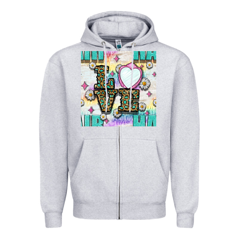 Leopard Love Hair And Mirror With Daisy Seamless Pattern Bbs Zipper Hoodie by BundleAndBundleShop | Teevron