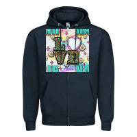 Navy Leopard Love Hair And Mirror With Daisy Seamless Pattern Bbs Zipper Hoodie - BundleAndBundleShop