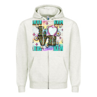 Oatmeal Heather Leopard Love Hair And Mirror With Daisy Seamless Pattern Bbs Zipper Hoodie - BundleAndBundleShop
