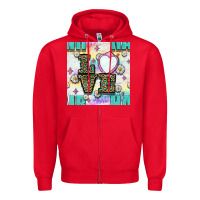 Red Leopard Love Hair And Mirror With Daisy Seamless Pattern Bbs Zipper Hoodie - BundleAndBundleShop