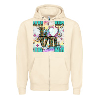 Sandshell Leopard Love Hair And Mirror With Daisy Seamless Pattern Bbs Zipper Hoodie - BundleAndBundleShop
