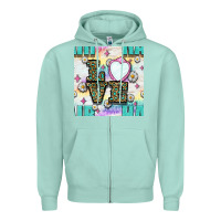 Seafoam Leopard Love Hair And Mirror With Daisy Seamless Pattern Bbs Zipper Hoodie - BundleAndBundleShop