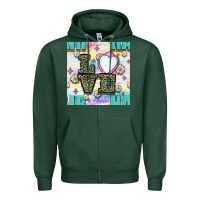 Sports Green Leopard Love Hair And Mirror With Daisy Seamless Pattern Bbs Zipper Hoodie - BundleAndBundleShop