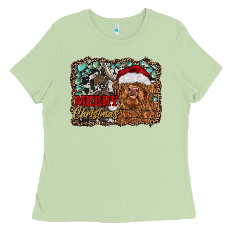 Merry Christmas Highland Cow Ladies Tee by RanaPortraitStore | Teevron