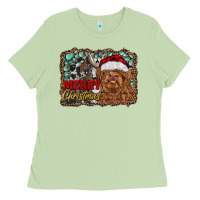 Matcha merry Christmas highland cow Ladies Tee - RanaPortraitStore