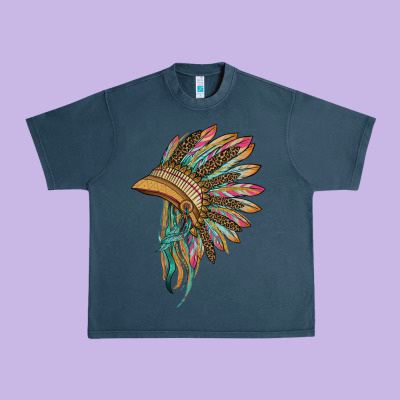 Indian Leopard Headdress Urban Heavy Tee Designed By Barkaloodesign