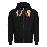 Black Peace Love Pride Zipper Hoodie - BundleAndBundleShop