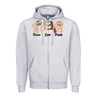 Heather Grey Peace Love Pride Zipper Hoodie - BundleAndBundleShop