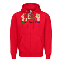 Red Peace Love Pride Zipper Hoodie - BundleAndBundleShop