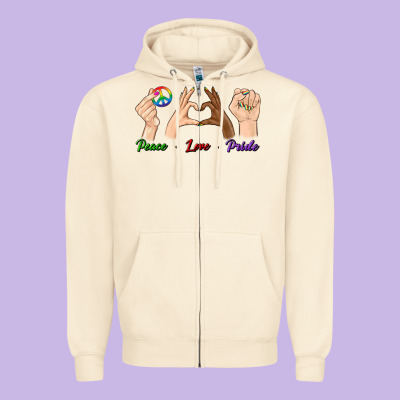 Peace Love Pride Zipper Hoodie Designed By Bundleandbundleshop