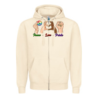 Sandshell Peace Love Pride Zipper Hoodie - BundleAndBundleShop