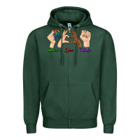 Sports Green Peace Love Pride Zipper Hoodie - BundleAndBundleShop