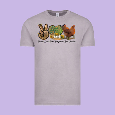 Peace Love New Hampshire Red Chicken Vintage Tee Designed By Lillyallendesigns