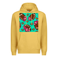 Antique Gold American Football roses and hearts Premium Hoodie - NancyCooperArtShop