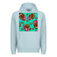 Blue Mist American Football roses and hearts Premium Hoodie - NancyCooperArtShop
