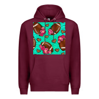 Burgundy American Football roses and hearts Premium Hoodie - NancyCooperArtShop