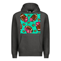 Charcoal Heather American Football roses and hearts Premium Hoodie - NancyCooperArtShop