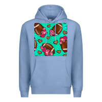 Colony Blue American Football roses and hearts Premium Hoodie - NancyCooperArtShop