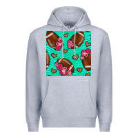 Heather Grey American Football roses and hearts Premium Hoodie - NancyCooperArtShop
