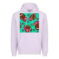 Lilac American Football roses and hearts Premium Hoodie - NancyCooperArtShop