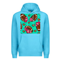 Ocean Blue American Football roses and hearts Premium Hoodie - NancyCooperArtShop