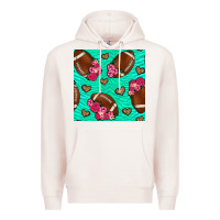 Pale Pink American Football roses and hearts Premium Hoodie - NancyCooperArtShop
