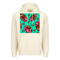 Sandshell American Football roses and hearts Premium Hoodie - NancyCooperArtShop