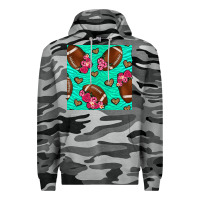 Slate Camo American Football roses and hearts Premium Hoodie - NancyCooperArtShop