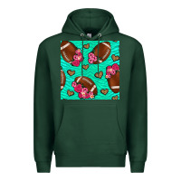 Sports Green American Football roses and hearts Premium Hoodie - NancyCooperArtShop