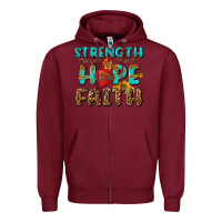 Burgundy Strength Hope Faith Zipper Hoodie - BundleAndBundleShop