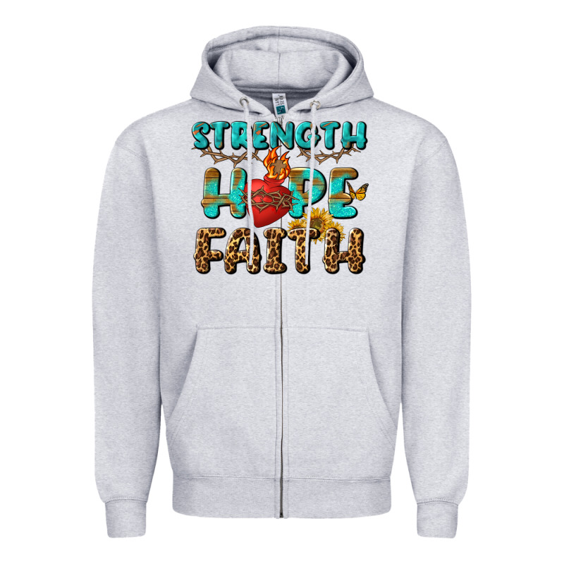 Strength Hope Faith Zipper Hoodie by BundleAndBundleShop | Teevron