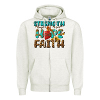Oatmeal Heather Strength Hope Faith Zipper Hoodie - BundleAndBundleShop