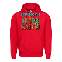 Red Strength Hope Faith Zipper Hoodie - BundleAndBundleShop