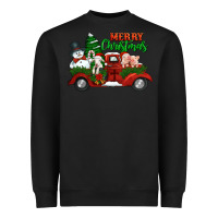 Black merry christmas snowman and farm animals truck Heavyweight Sweatshirt - Jasminsmagicworld